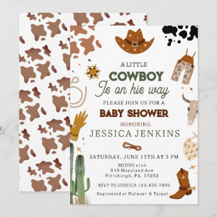 Cowboy Western Boy Baby Shower Invitation