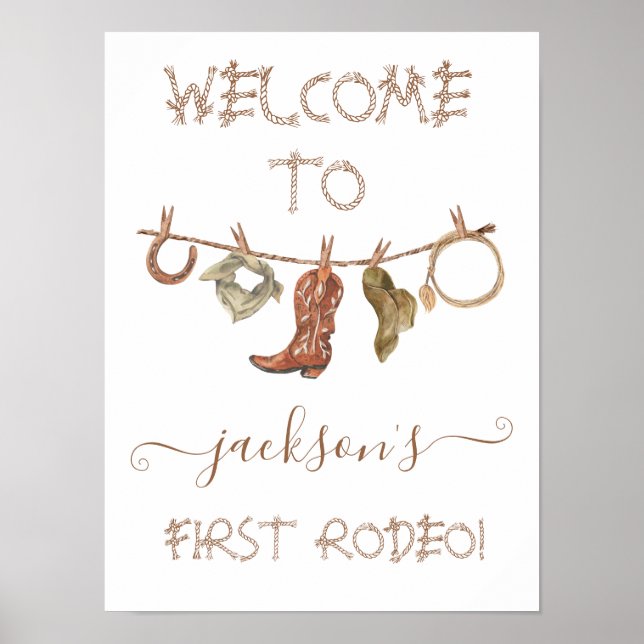 Cowboy Western Boy Clothesline 1st Rodeo Poster (Front)