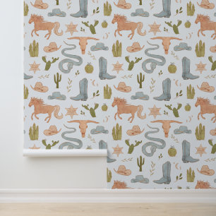 Cowboy Western Boy's Room Wallpaper
