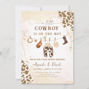 Cowboy Western Brown Plaid Baby shower Invitation