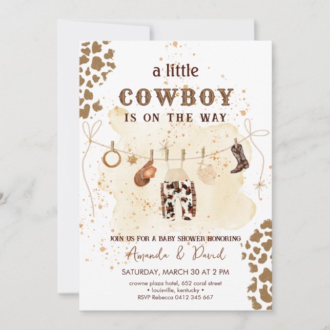Cowboy Western Brown Plaid Baby shower Invitation (Front)