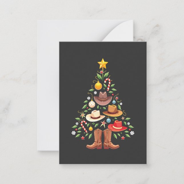 Cowboy Western Christmas Tree Santa  Card (Front)