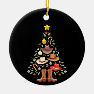 Cowboy Western Christmas Tree Santa Ceramic Tree Decoration