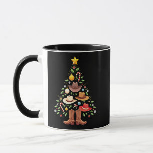 Cowboy Western Christmas Tree Santa  Mug