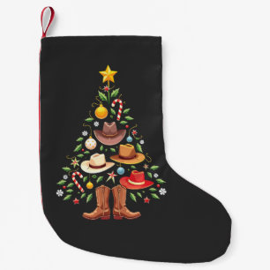 Cowboy Western Christmas Tree Santa  Small Christmas Stocking