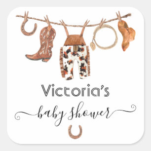 Cowboy Western Clothesline Square Sticker