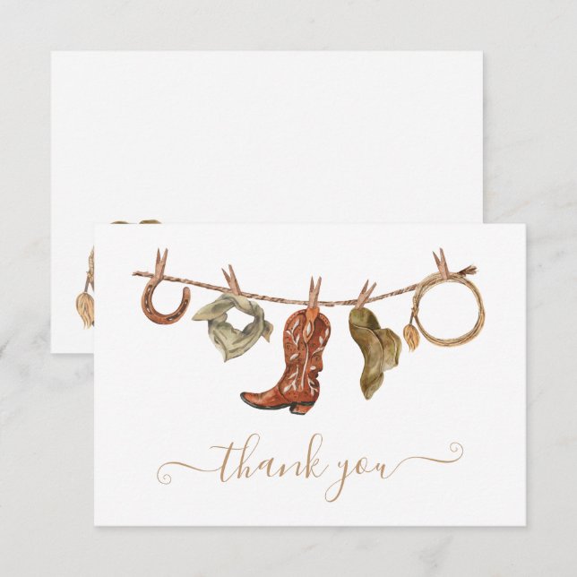 Cowboy Western Clothesline Thank You Note (Front/Back)