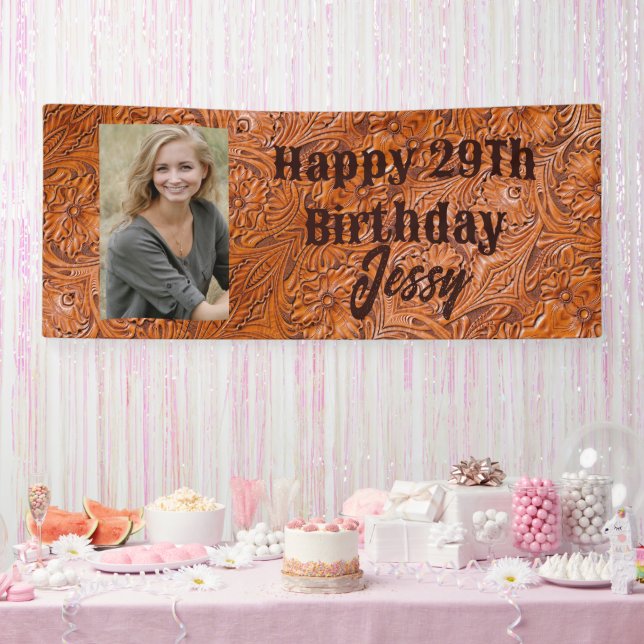 Cowboy western country birthday party custom photo banner (Party)