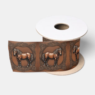 Cowboy Western Country Equestrian Brown Horse Satin Ribbon