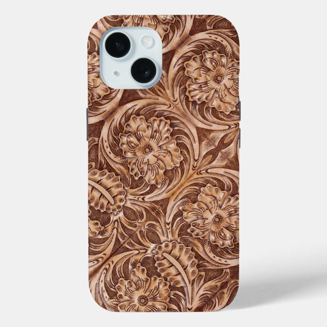 cowboy western country pattern tooled leather Case-Mate iPhone case (Back)