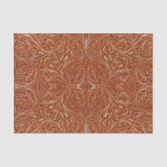 cowboy western country pattern tooled leather tissue paper (Front)