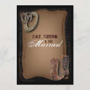 Cowboy Western Country wedding rehearsal dinner Invitation