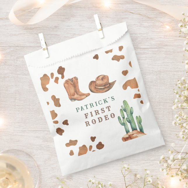 Cowboy Western First Rodeo Birthday Party  Favour Bags (Clipped)