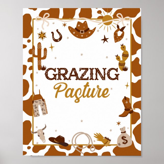 Cowboy Western Grazing Pasture Sign (Front)