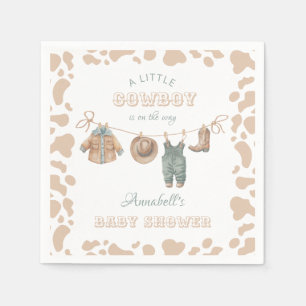 Cowboy Western Light Brown Boy Baby Shower Welcome Napkin