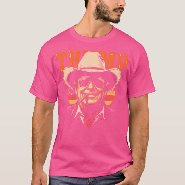 Cowboy Western Make America Great Donald Trump Dad T-Shirt (Front)