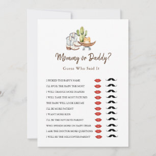 Cowboy Western Mummy or Daddy Baby Shower game  Invitation
