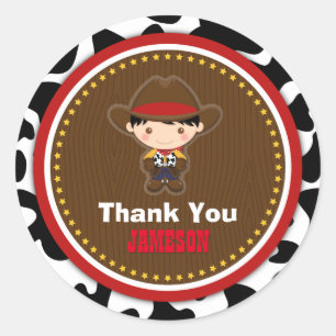 Cowboy Western Old West Birthday Classic Round Sticker