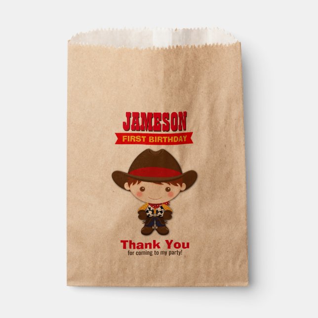 Cowboy Western Old West Birthday Favour Bags (Front)