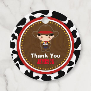 Cowboy Western Old West Birthday Favour Tags