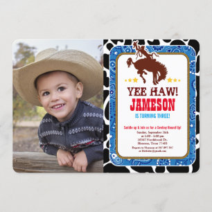 Cowboy Western Old West Birthday Photo Invitation
