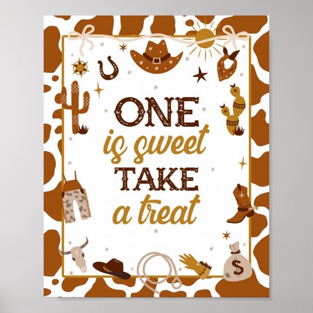 Cowboy Western One Is Sweet Please take a Treat  Poster (Front)