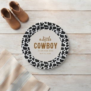 Cowboy Western Paper Plates with Cow Print