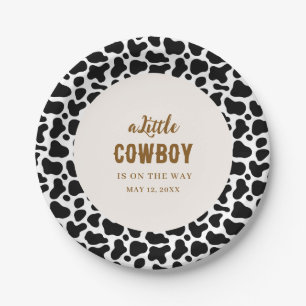 Cowboy Western Paper Plates with Cow Print