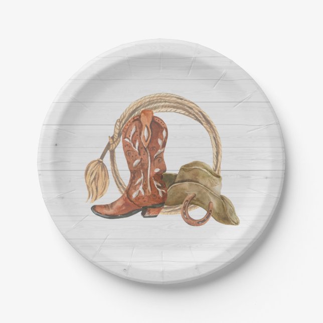 Cowboy Western Party Paper Plate (Front)