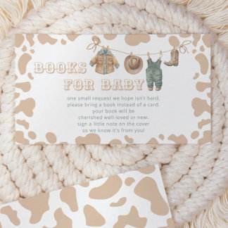 Cowboy Western Plaid Baby Shower Book Request Enclosure Card
