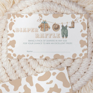 Cowboy Western Plaid Baby Shower Diaper Raffle Enclosure Card