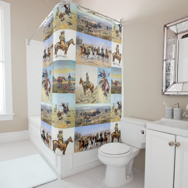 Cowboy Western Popular Shower Curtain (In Situ)