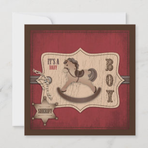 Cowboy Western Rocking Horse Baby Shower Invitation
