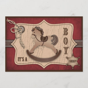 Cowboy Western Rocking Horse Baby Shower Invitation
