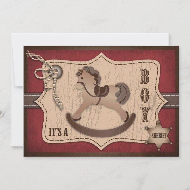 Cowboy Western Rocking Horse Baby Shower Invitation (Front)