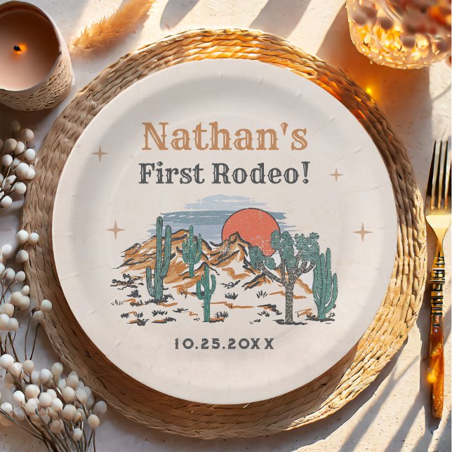 Cowboy Western Rodeo 1st Birthday  Paper Plate (Creator Uploaded)