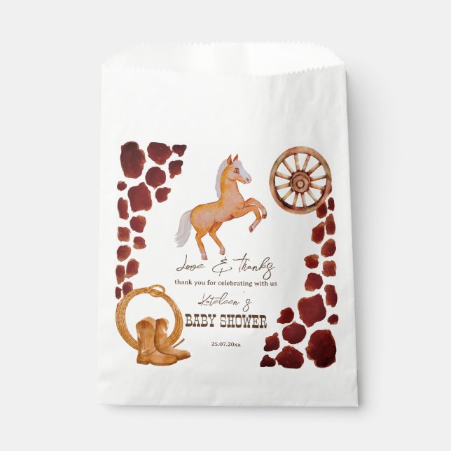 Cowboy western rodeo baby shower favour bags (Front)