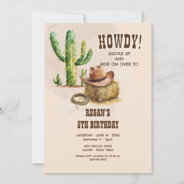 Cowboy Western Rodeo Birthday Invitation (Front)