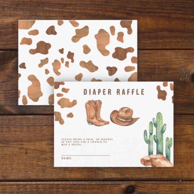 Cowboy Western Rodeo Diaper raffle ticket Enclosure Card (Creator Uploaded)