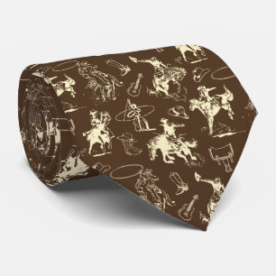 Cowboy Western Rodeo Horses Dark Brown Tie