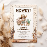 Cowboy Western Rodeo Kids Birthday Invitations<br><div class="desc">Rustic western kids birthday invitations featuring party confetti,  dessert scenery with horses,  a cute cowboy with dark hair,  and a modern celebration template that is easy to personalise.</div>