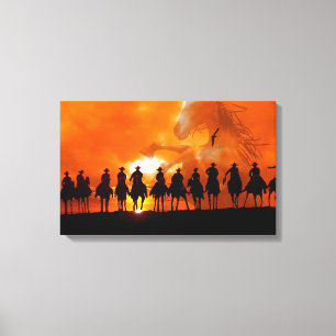 Cowboy Western Rodeo Roundup Wild West Wrapped Can Canvas Print