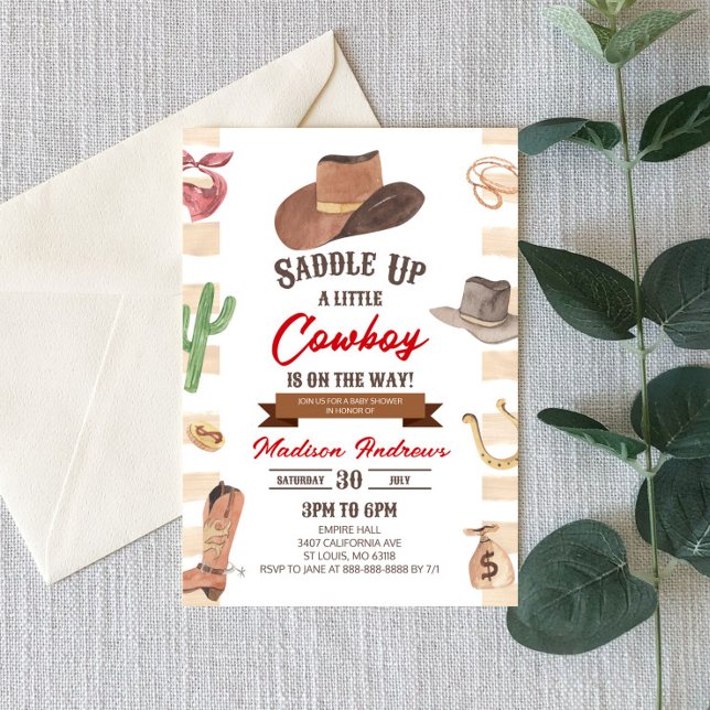 Cowboy Western Rodeo Wild West Baby Shower Invitation (Creator Uploaded)