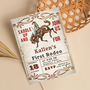 Cowboy Western Rodeo Wild West Birthday Party Invitation