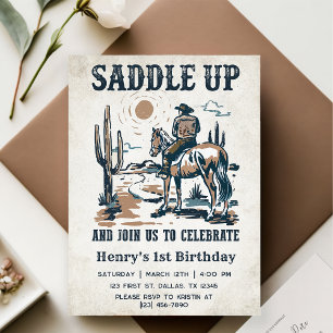Cowboy Western Rodeo Wild West Birthday Party Invitation