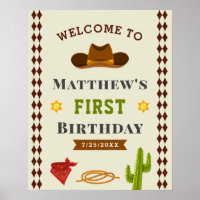Cowboy Western Saloon Baby Boy Birthday Welcome