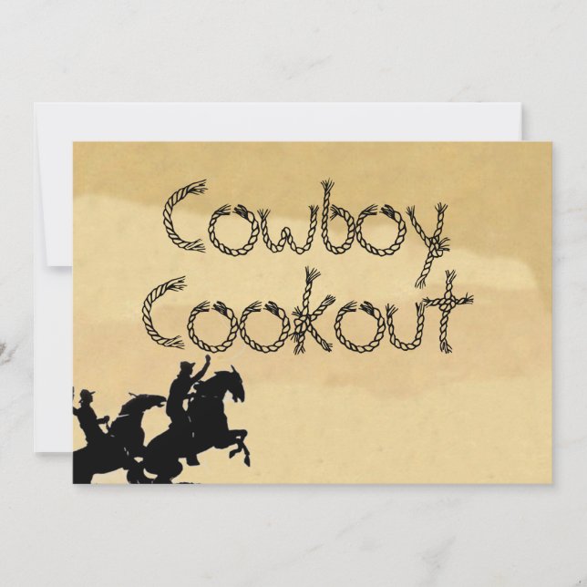 Cowboy Western themed buckskin Party Invitations (Front)