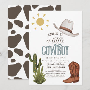 Cowboy Western Wild West Boy Baby Shower Invitation