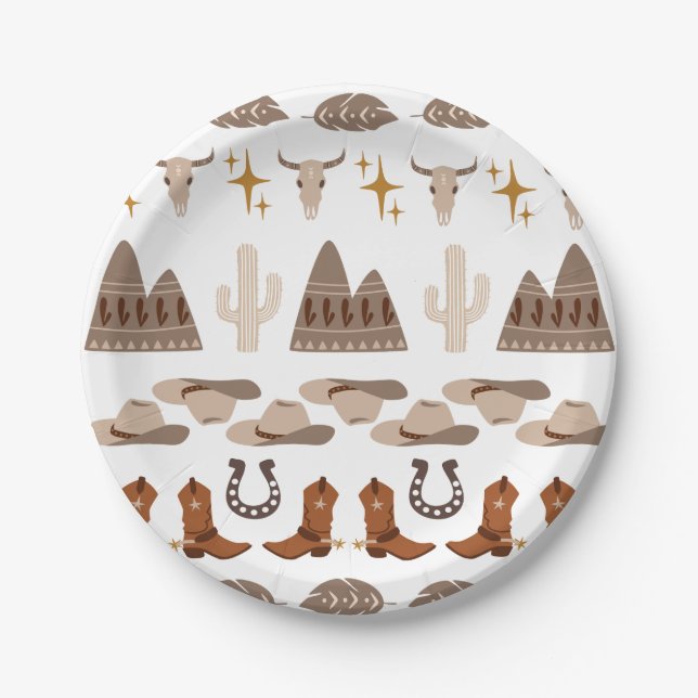 Cowboy Western Wild West Western Party Paper Plate (Front)