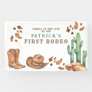 Cowboy Wild West 1st Rodeo Birthday Party Banner